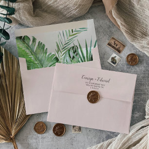 Wild Tropical Palm Blush Wedding Invitation Envelope