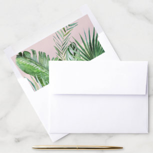 Wild Tropical Palm Blush Wedding Invitation Envelope Liner