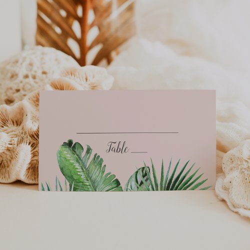Wild Tropical Palm  Blush Wedding Place Card
