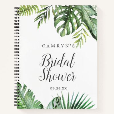 Wild Tropical Palm Bridal Shower Gift List Notebook