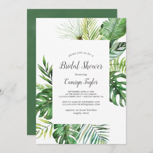 Wild Tropical Palm Bridal Shower Invitation
