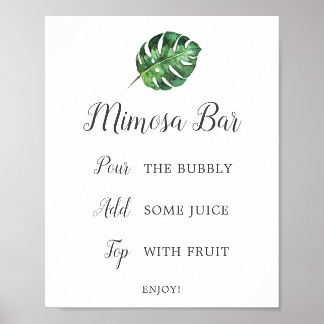 Wild Tropical Palm Bridal Shower Mimosa Bar Sign (Front)
