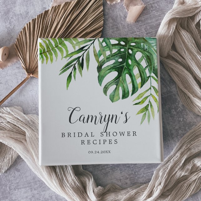 Wild Tropical Palm Bridal Shower Recipe 3 Ring Binder (Creator Uploaded)