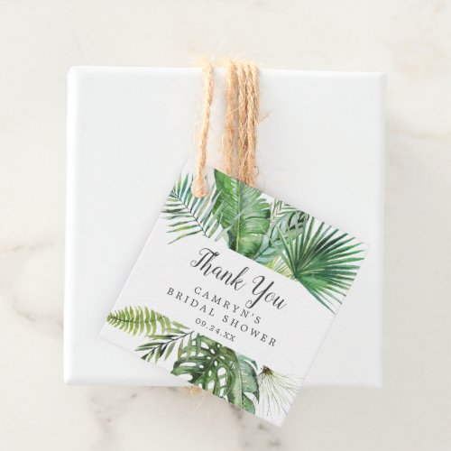 Wild Tropical Palm Bridal Shower Thank You Favor Tags