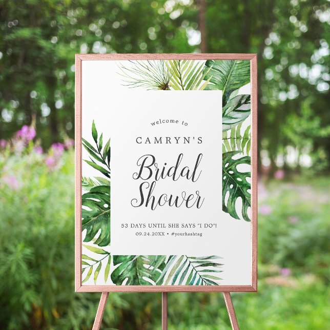 Wild Tropical Palm Bridal Shower Welcome Poster (Creator Uploaded)