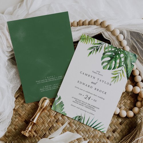 Wild Tropical Palm Casual All In One Wedding Invitation
