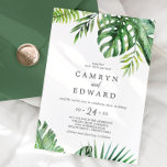 Wild Tropical Palm Casual Wedding Invitation<br><div class="desc">This wild tropical palm casual wedding invitation is perfect for a beach or destination wedding. The design features an exotic array of green watercolor banana palm tree leaves,  ferns,  foliage,  botanical plants and greenery for a tropical summer feel.</div>