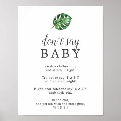 Wild Tropical Palm Dont Say Baby Game Sign