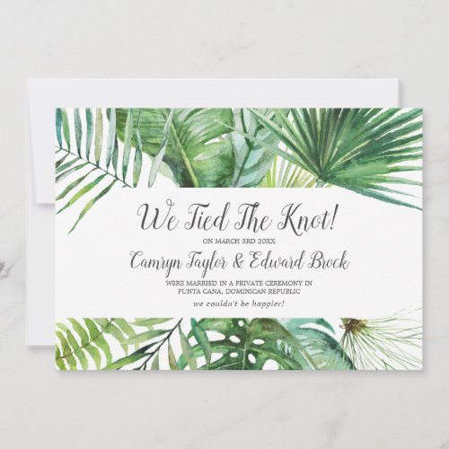 Wild Tropical Palm Elopement Announcement