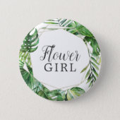 Wild Tropical Palm Flower Girl Bridal Shower Button (Front)