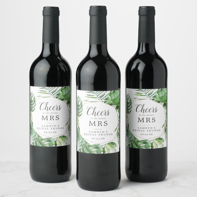 Wild Tropical Palm Future Mrs. Wine Labels (Bottles)