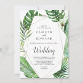 Wild Tropical Palm Geometric All In One Wedding Invitation (Front)