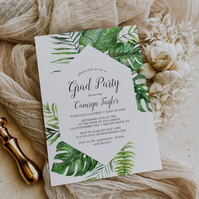 Wild Tropical Palm Graduation Party Invitation (Creator Uploaded)