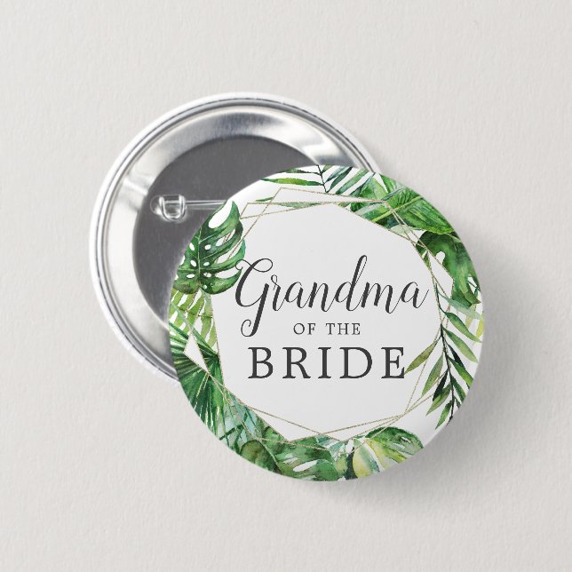 Wild Tropical Palm Grandma of the Bride Button (Front & Back)