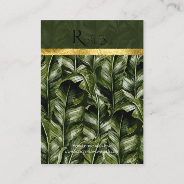 Wild Tropical palm green Logo Earring Display Business Card (Front)