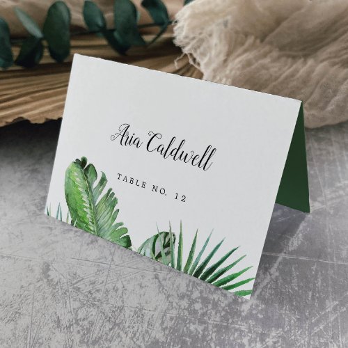 Wild Tropical Palm Guest Name Wedding Place Card