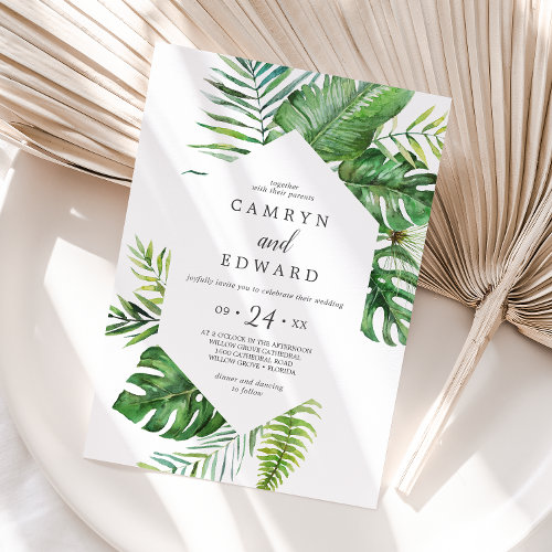 Wild Tropical Palm Hexagon Casual Wedding