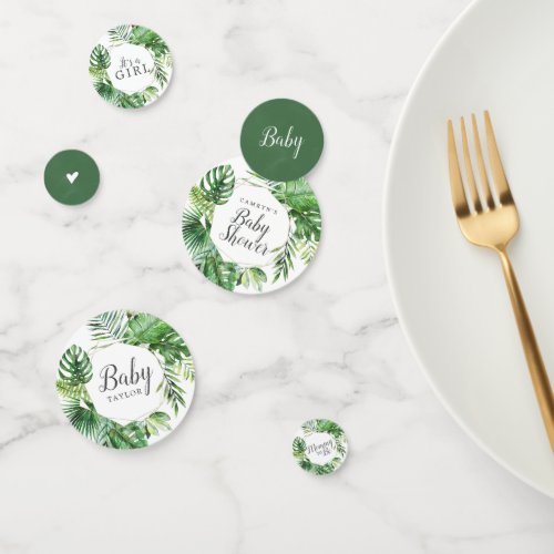 Wild Tropical Palm Its A Girl Baby Shower Table Confetti