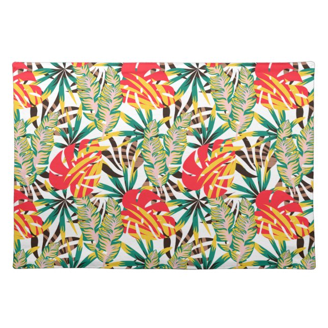 Wild Tropical Palm Leaves Cloth Placemat (Front)