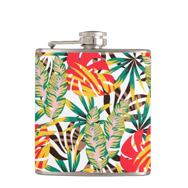 Wild Tropical Palm Leaves Flask (Front)
