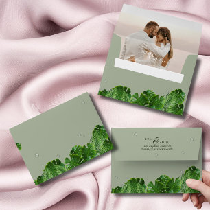 Wild Tropical Palm Leaves Modern Photo Wedding 5x7 Envelope