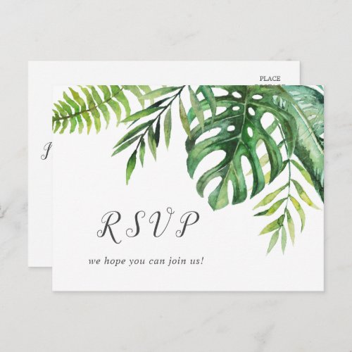 Wild Tropical Palm Menu Choice RSVP Postcard