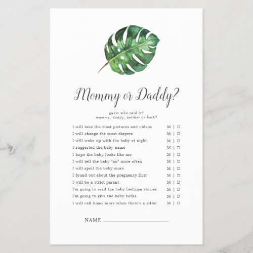 Wild Tropical Palm Mommy or Daddy Game