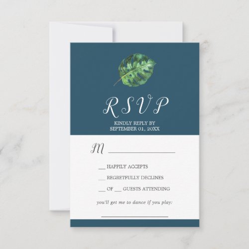 Wild Tropical Palm  Navy Song Request RSVP Card