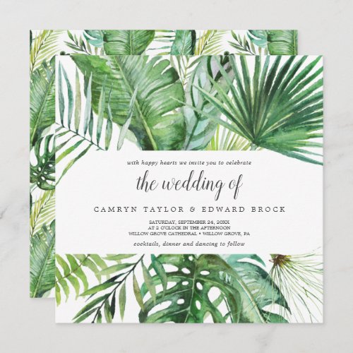 Wild Tropical Palm  Pattern The Wedding Of Square Invitation