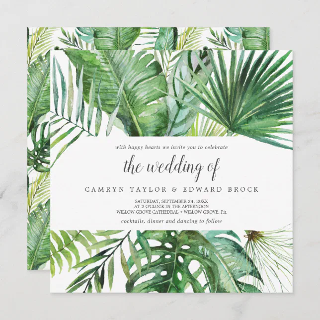 Wild Tropical Palm | Pattern The Wedding Of Square Invitation | Zazzle