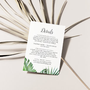 Wild Tropical Palm   Pattern Wedding Details Enclosure Card