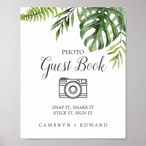 Wild Tropical Palm Photo Guest Book Sign