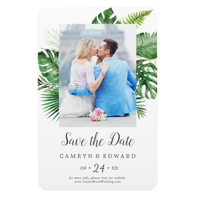 Wild Tropical Palm Photo Save the Date Magnet (Vertical)