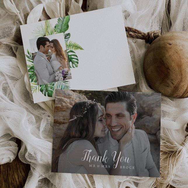 Wild Tropical Palm Photo Thank You Card (Creator Uploaded)
