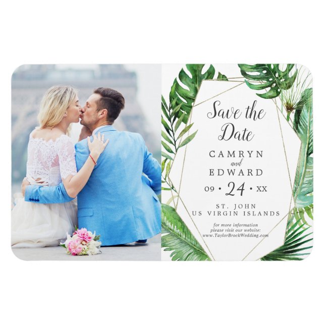 Wild Tropical Palm Picture Save the Date Magnet (Horizontal)