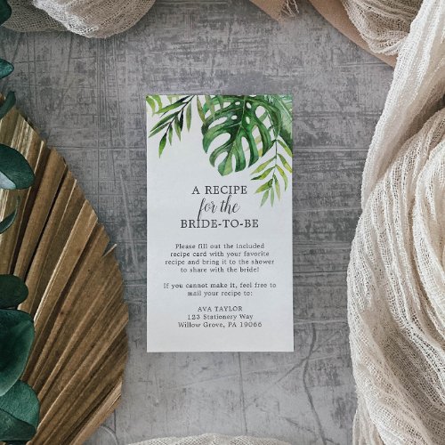 Wild Tropical Palm Recipe Request Enclosure Card