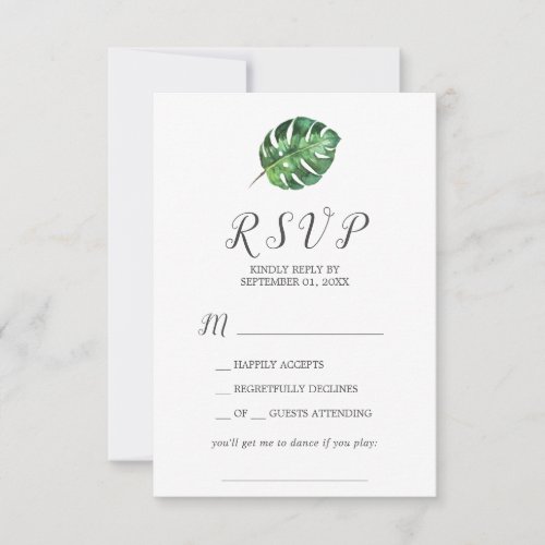 Wild Tropical Palm Song Request RSVP Card