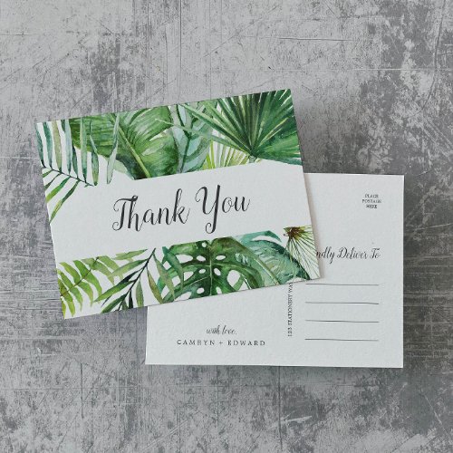 Wild Tropical Palm Thank You Postcard