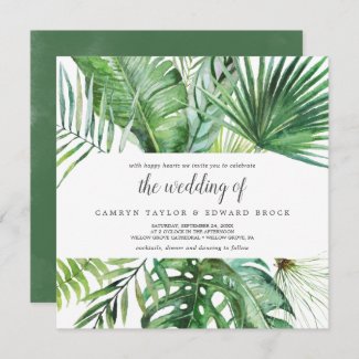 Wild Tropical Palm The Wedding Of Square Wedding Invitation