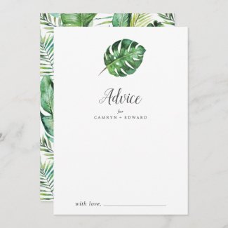 Wild Tropical Palm Wedding Advice Card