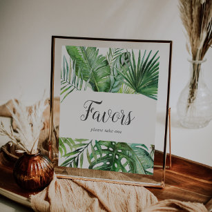 Wild Tropical Palm Wedding Favors Sign