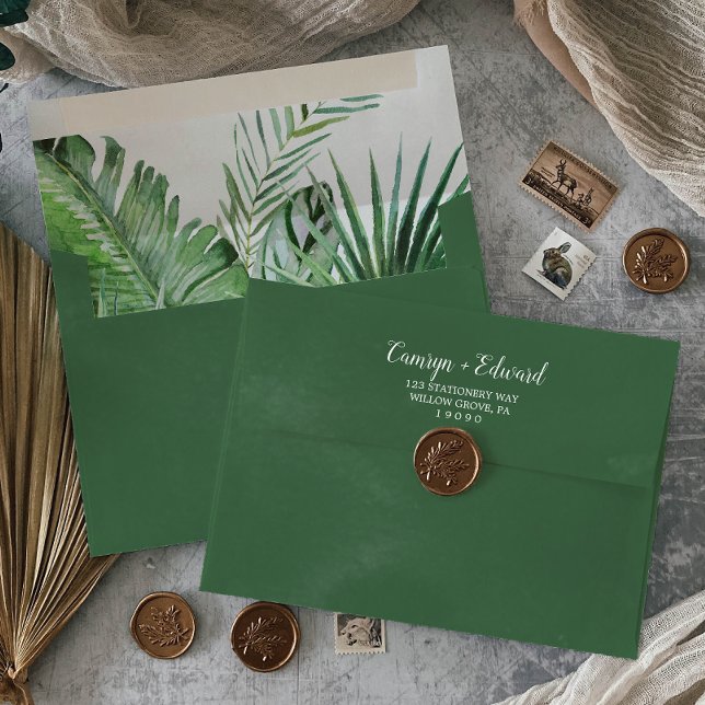 Wild Tropical Palm Wedding Invitation Envelope (Creator Uploaded)