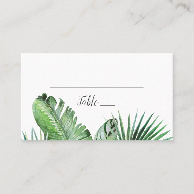 Wild Tropical Palm Wedding Place Card (Front)