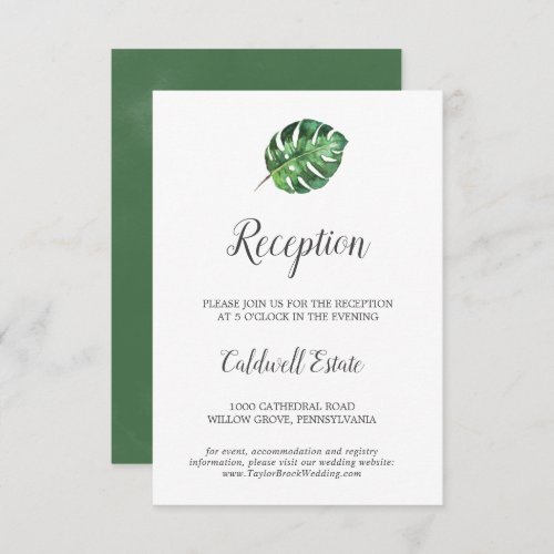 Wild Tropical Palm Wedding Reception Insert Card