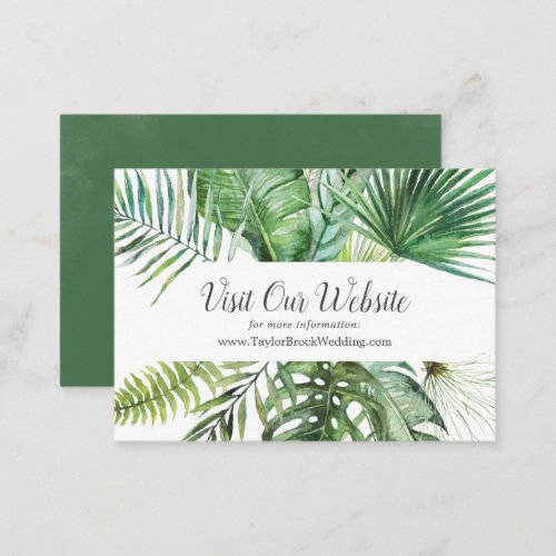 Wild Tropical Palm Wedding Website Enclosure Card