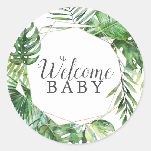 Wild Tropical Palm Welcome Baby Shower Sticker