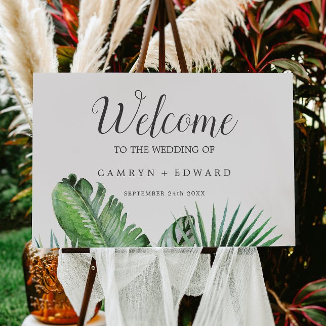 Wild Tropical Palm Welcome Wedding Foam Board (Creator Uploaded)