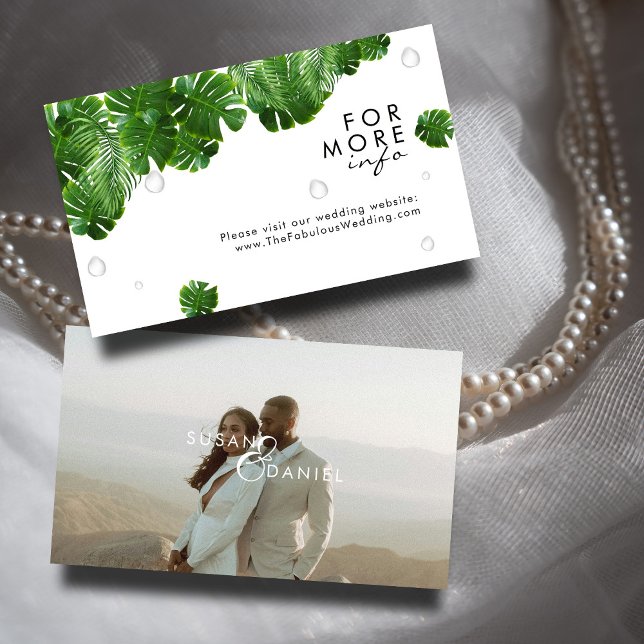 Wild Tropical Palms I Modern Photo Wedding Website Enclosure Card (Creator Uploaded)