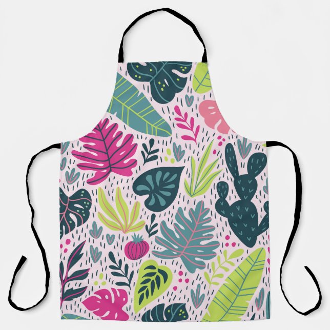 Wild tropical rainforest, vintage repeating patter apron (Front)