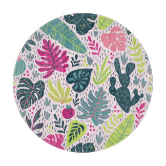 Wild tropical rainforest, vintage repeating patter cutting board